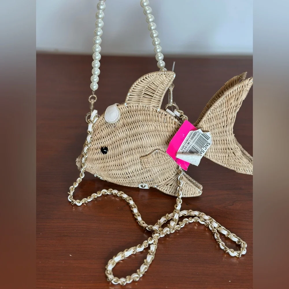 Betsey Johnson Tan and White Fish Decor Ornament